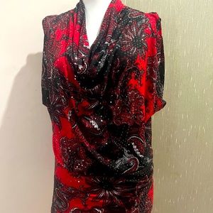 Blouse paisley red and black a little glitter